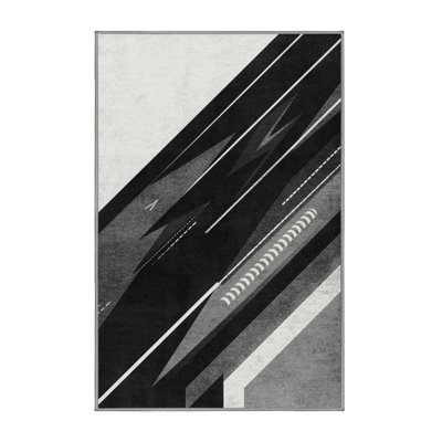 Tapis gris à motif géométrique doux et moelleux à motif Sprint