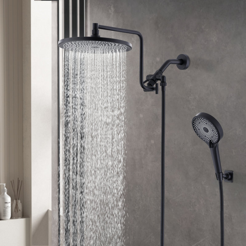 High Pressure 10" Rain Shower Head with Handheld Spray Combo, Matte Black