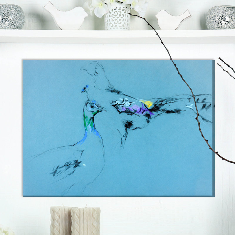 «Peacock and Peahen», impression, H 20 po x l 20 po x P 1 po, Toile tendue