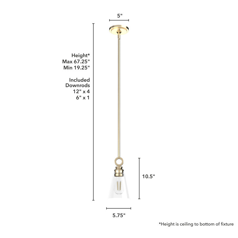 Klein 1 Light Glass Cone Pendant, Alturas Gold, Mini