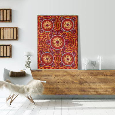 Meeting Places Family Sitting Around Campfires Out Bush Telling Stories by Kathleen Buzzacott - Print on Canvas