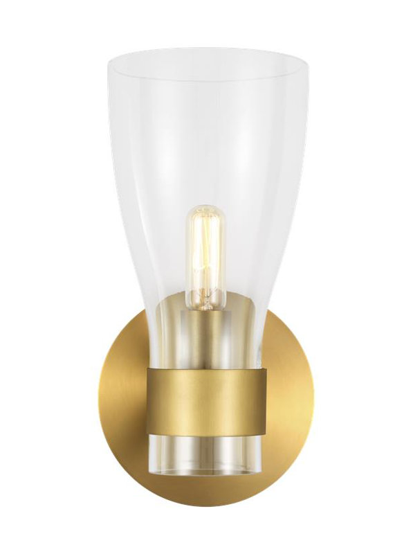 Burnished Brass Clear Glass Wall Sconce Light