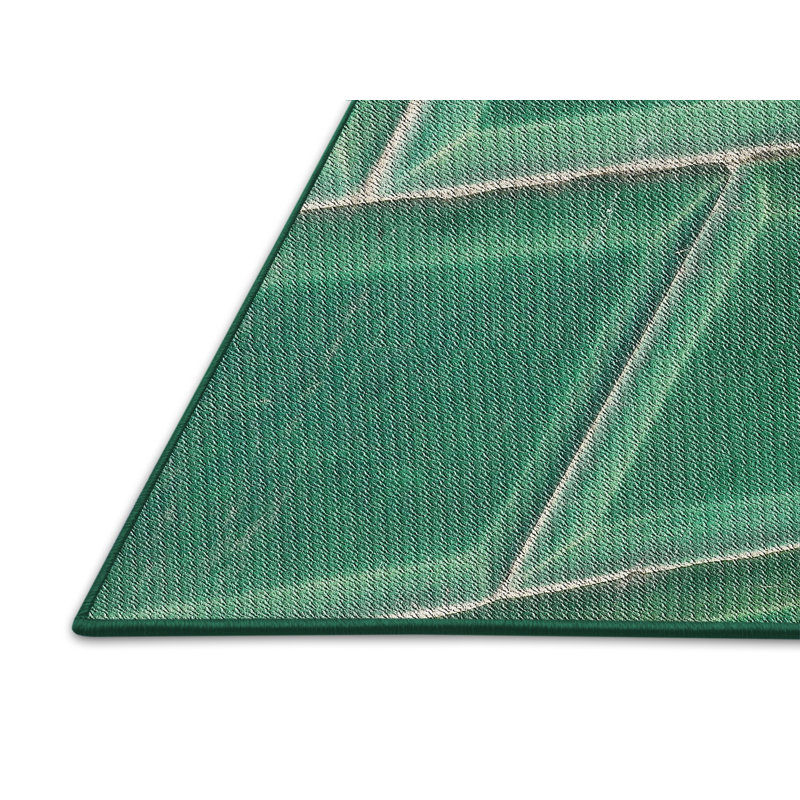 Tapis à motif géométrique vert, Rectangle 5 pi x 7 pi