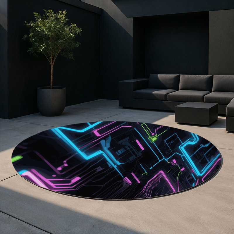 Tapis intérieur et extérieur Glow Stream, Rond 5 pi