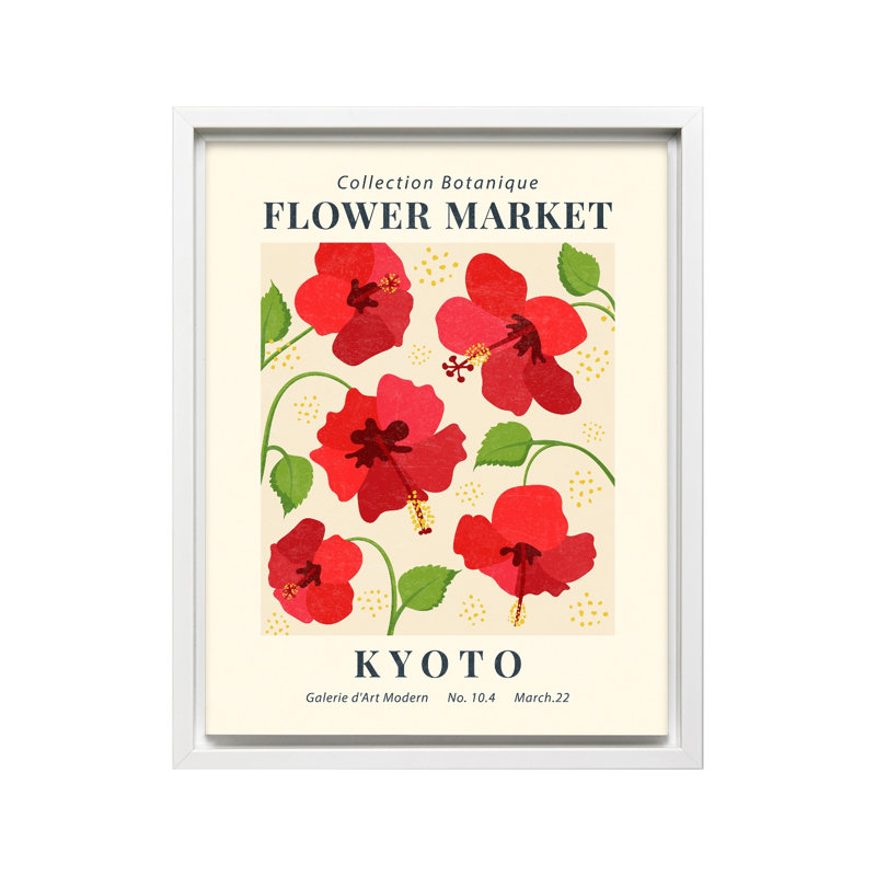 Marché aux fleurs de Kyoto, Canevas, White Framed, H 11 po x l 14 po
