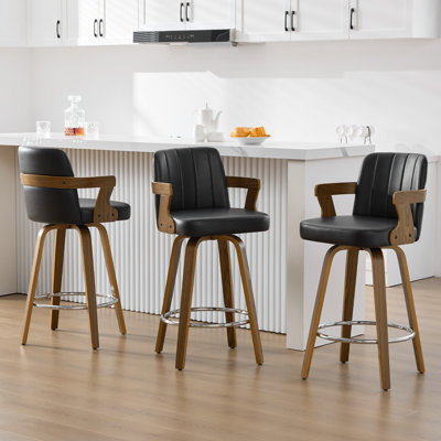 Tabouret de bar et de comptoir pivotant rembourré avec accoudoirs (ensemble de 3)