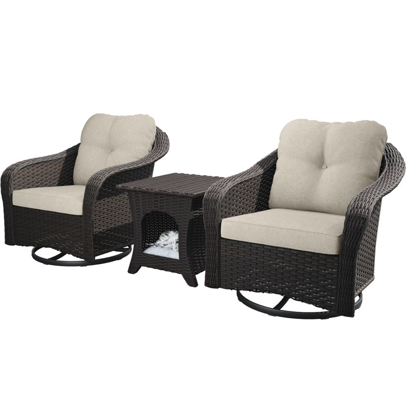 Gradyn 3-Piece Outdoor Seating Group with Cushions, Beige