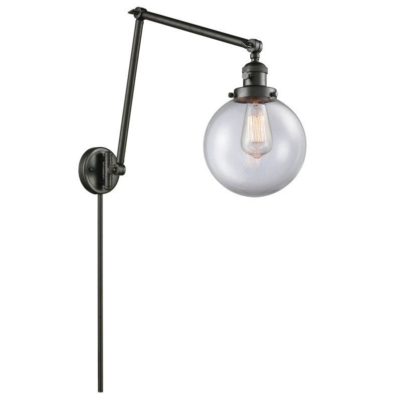 Bras pivotant à brancher et à intensité variable 1 lumière Chippewa, Transparent, DEL, Bronze huilé