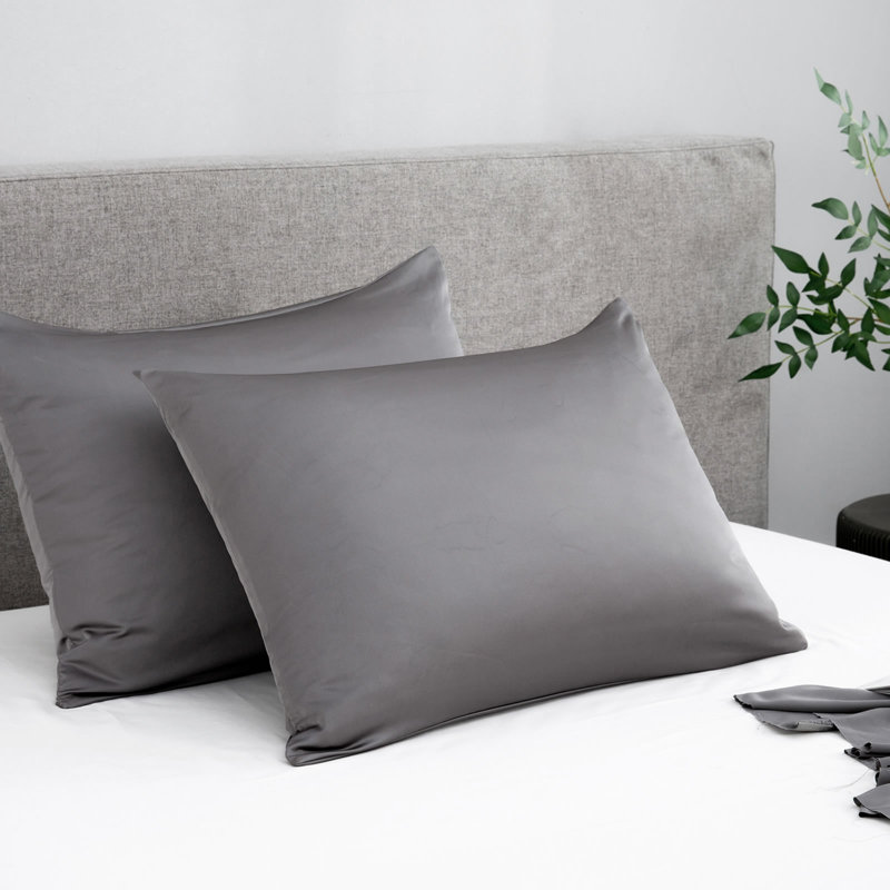 Ensemble de deux taies d'oreiller Silk Luxe, Taie d'oreiller très grande, gris