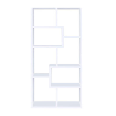 Ten - Shelf Geometric White Bookcase, Ideal For Displaying Potted Plants And Novels, Modern Layout Vertical Space In Offices, Compact Living Room Corners, Includes Tip Over Restraint, Constructed Of
