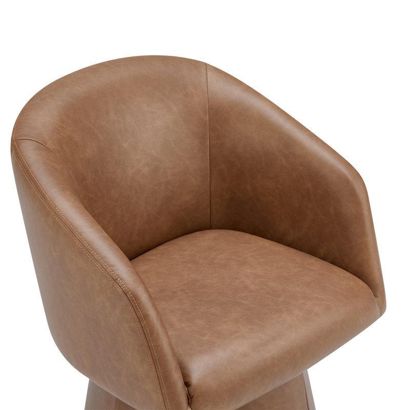Kyo Upholstered Barrel Chair, Saddle Brown