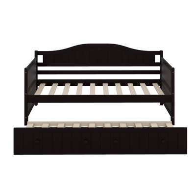 Twin Versatile Wooden Daybed With Pull-Out Trundle, Ideal For Bedroom And Living Areas