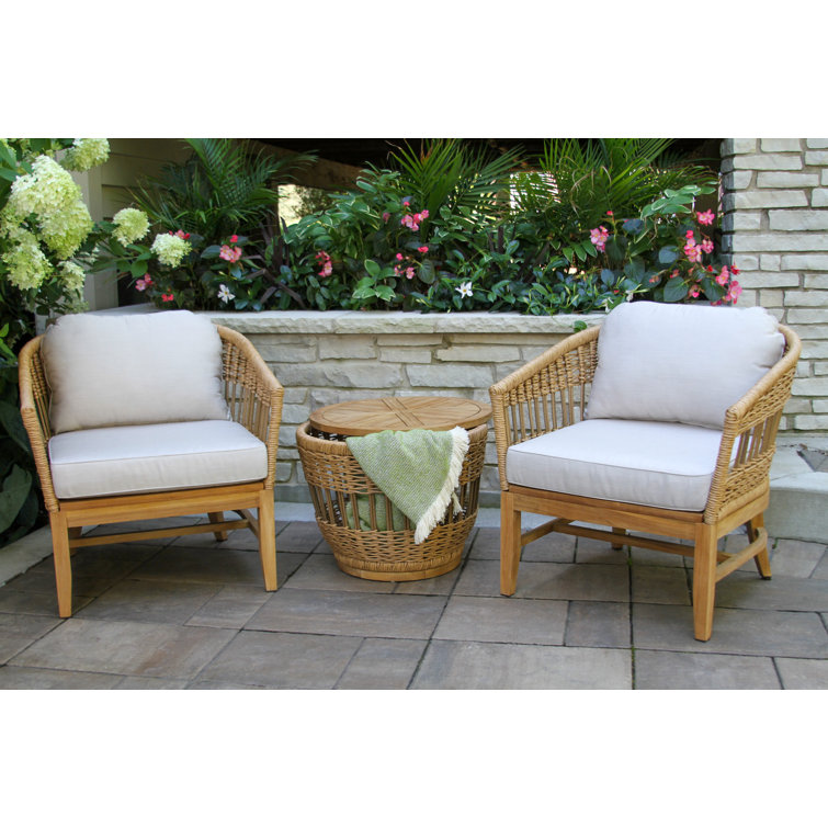 Dunkirk Premium All-Weather Wicker 2 - Person Patio Conversation Sets with Cushions
