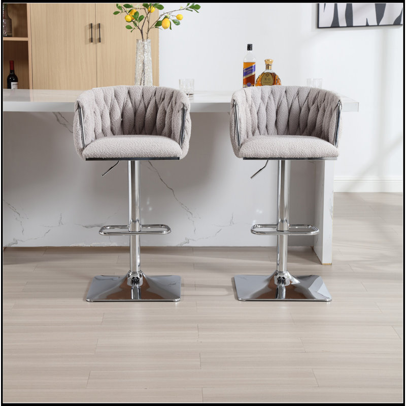 Tabourets de bar rétro avec dossier et chaises à hauteur de comptoir 2 pièces / ensemble, Gris