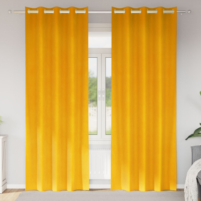 Curtains Polyester Medium Decorative Inlays, Mustard, 140cm Width x 225cm Drop