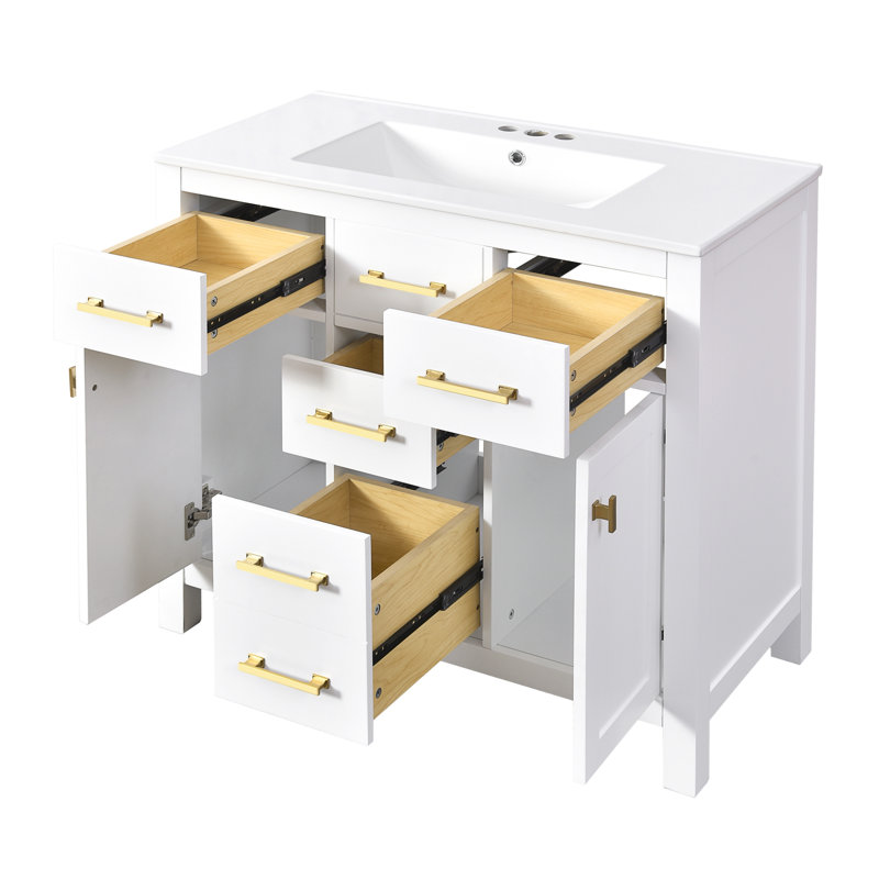 Meuble-lavabo 36 po avec lavabo en céramique, Blanc