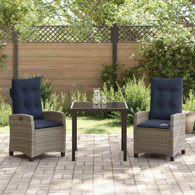  Garden Dining Set With Cushion Grey Poly Rattan Outdoor Furniture Patio