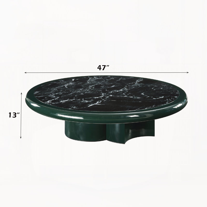 Dessus en marbre, table basse vert foncé