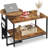 Set Of 2 C-Shaped Side Tables With Storage And 2-Tier Coffee Table, Steel And Wood, Customizable Living Room Layout