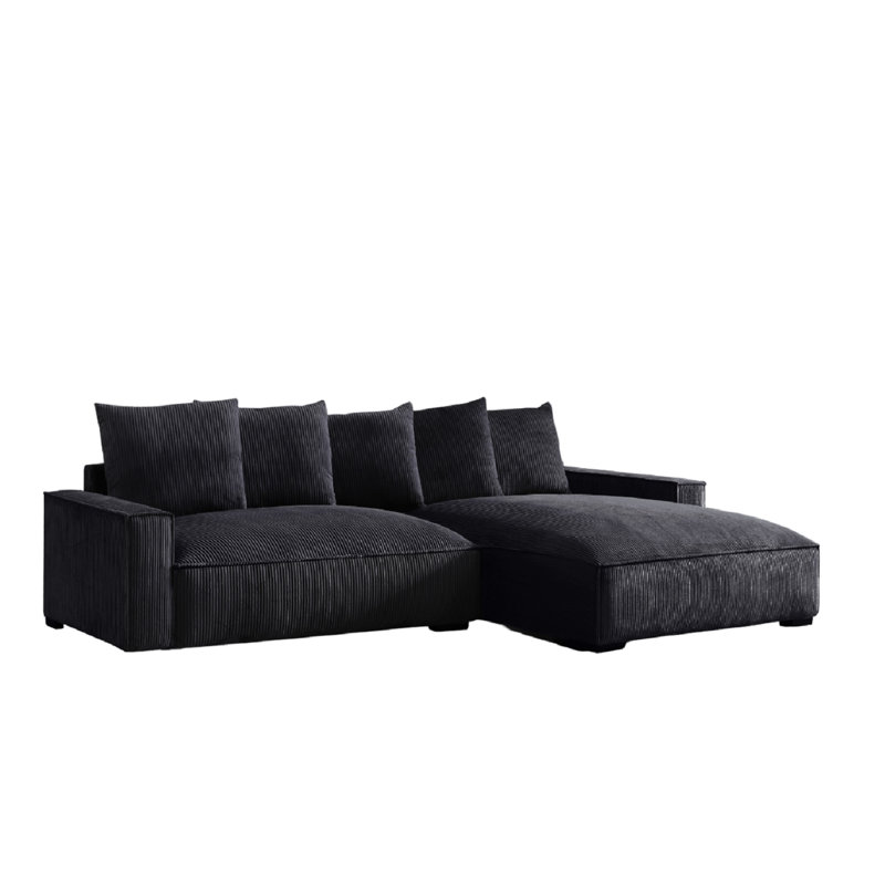 Oversized sectional, Right Hand Facing, Black Corduroy