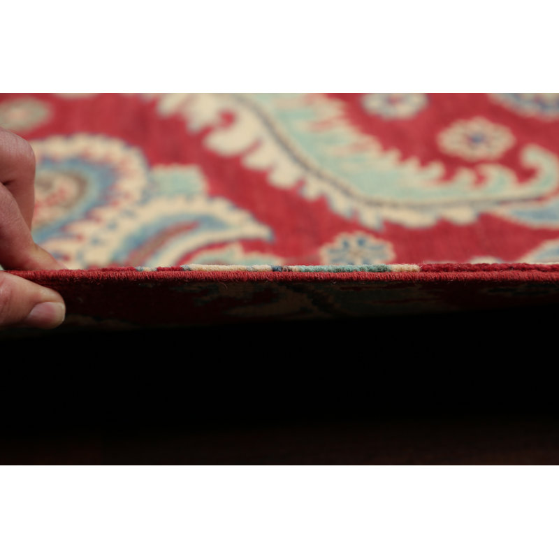Tapis unique en laine noué à la main style Kazak des années 2010 de 9 pi 1 po x 11 pi 10 po rouge Nishelle