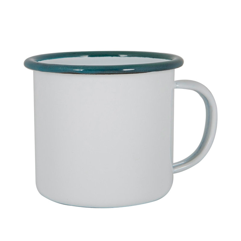 Enamelware Camping Mug, White/Green, 6