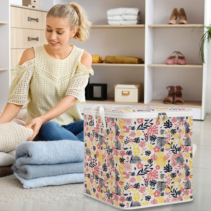  30L Clothes Storage Bags, Large Closet Organizers and Storage, Foldable Clothes Storage Bins with Lids, Storage Containers for Blanket, Comforter, Pillow, Bedding