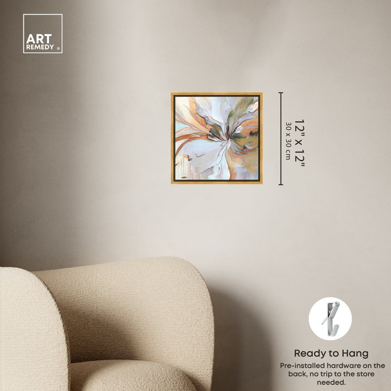 Golden Framed Abstract Canvas Print Wall Art, 13.5" x 13.5"
