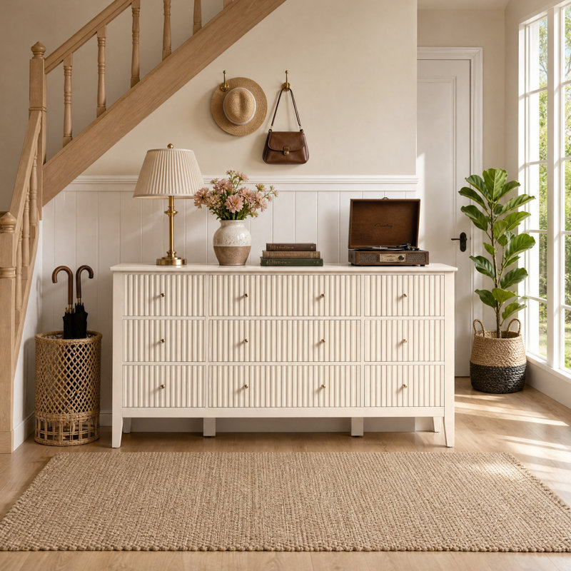 Commode 9 tiroirs Amberrae, Beige