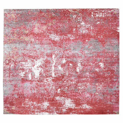 Tapis rouge noué à la main de conception unique 15 pi 3 po x 16 pi 6 po New Age