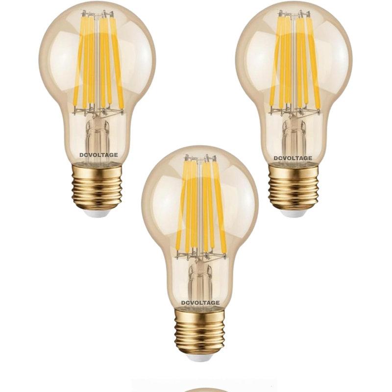 Pack-3, LED E27 Light Bulb, A60 8W (60W Equivalent) Warm White 2700K Dimmable 806Lumen ES Screw GLS Vintage Amber Glass Globe Energy Saving Home Decorative Light Bulbs