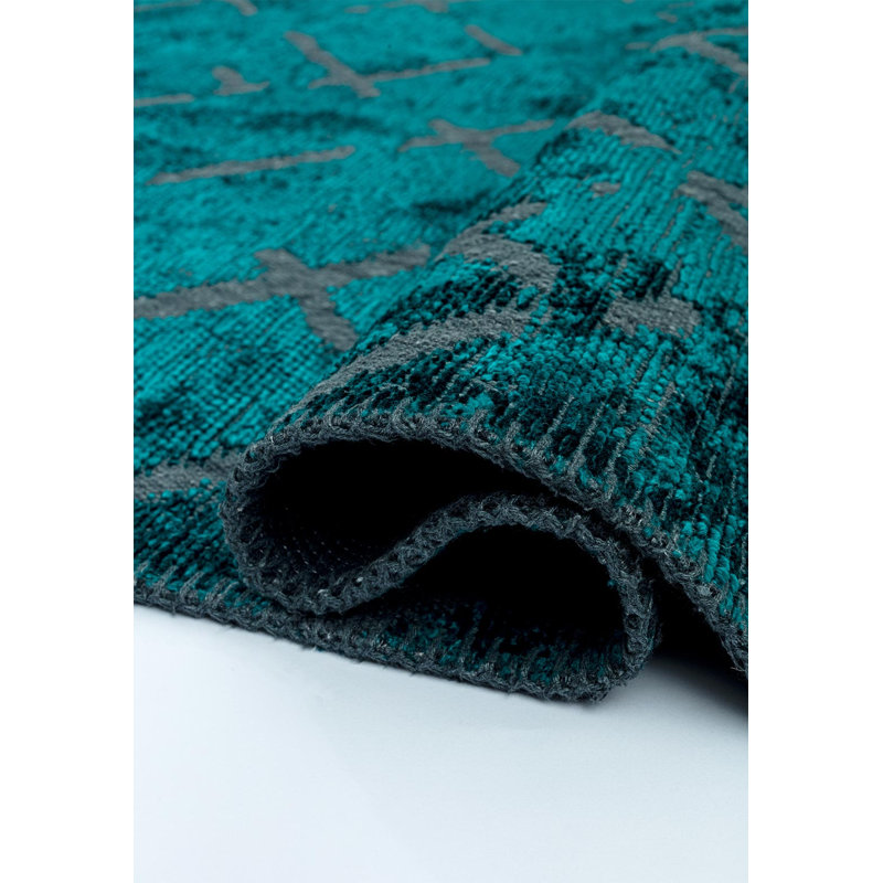Rapture Abstract Area Rug in Blue, Rectangle 6'7" x 9'10"