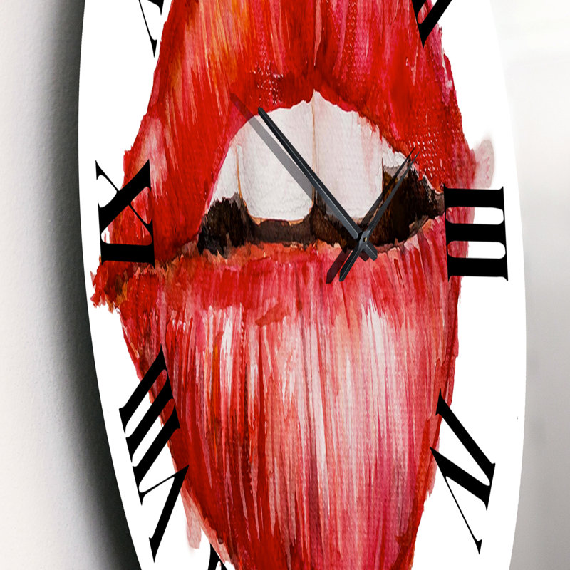 Valentines Day Red Woman Lips - Modern wall clock, Small