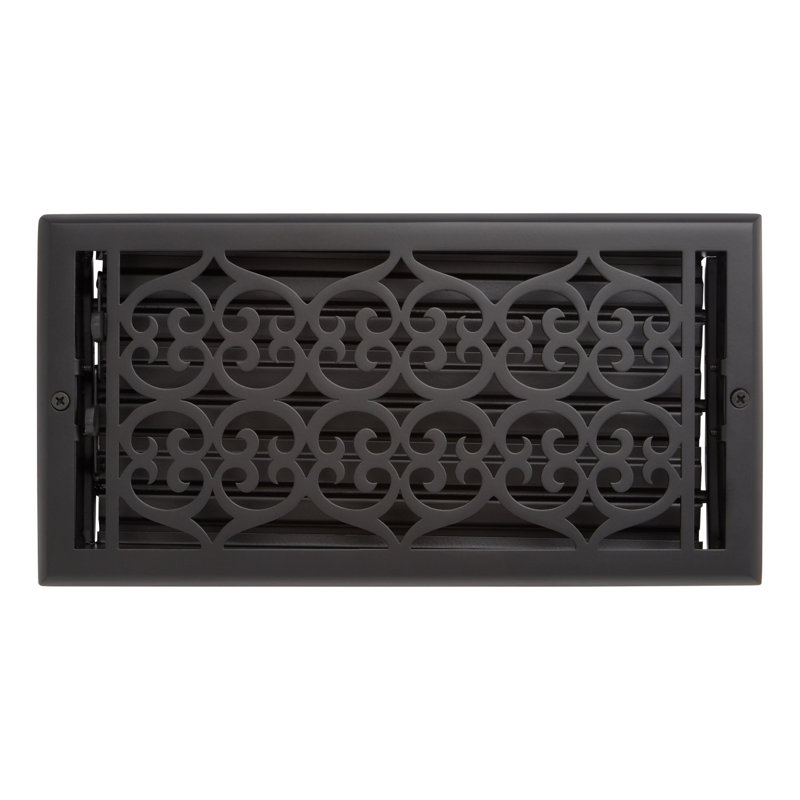 Old Victorian Steel Oversized Wall Register, Black, 0.75" H x 7" W x 13.31" L