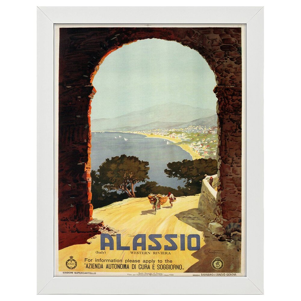 Leinwandbild Vintage Tourist Poster Alassio