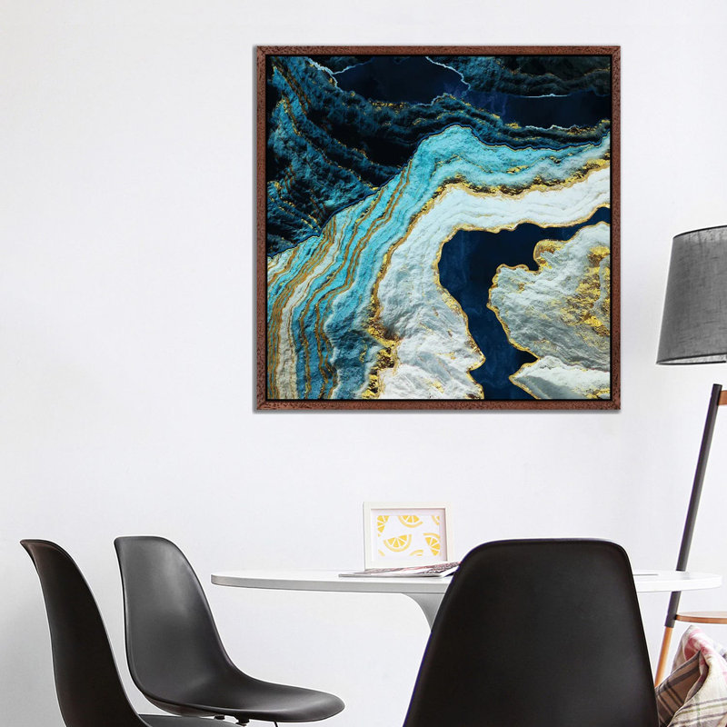 Aerial Ocean Abstract - Print on Canvas, Classic Brown Wood Framed, 93.98 cm H x 93.98 cm W