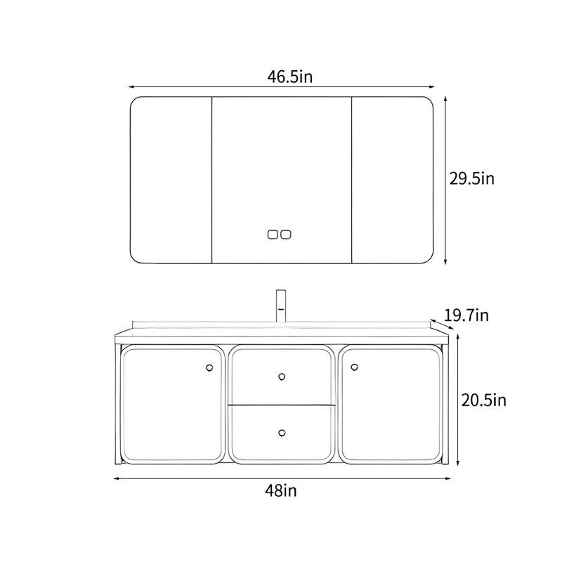 Armoire de salle de bain simple de style français, Beige