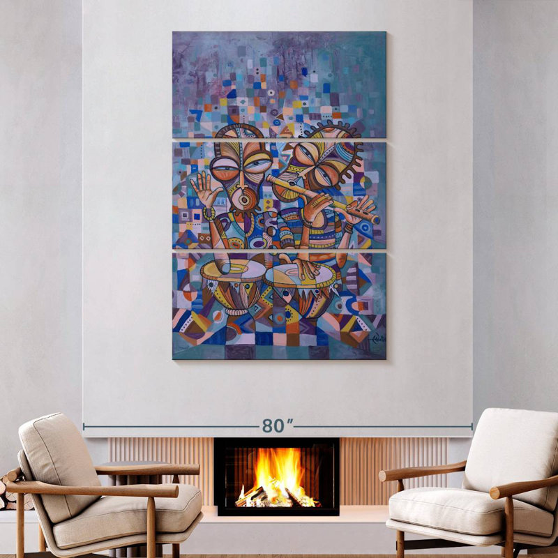 Abarca Drummer And Flutist II, 74" H x 48" W