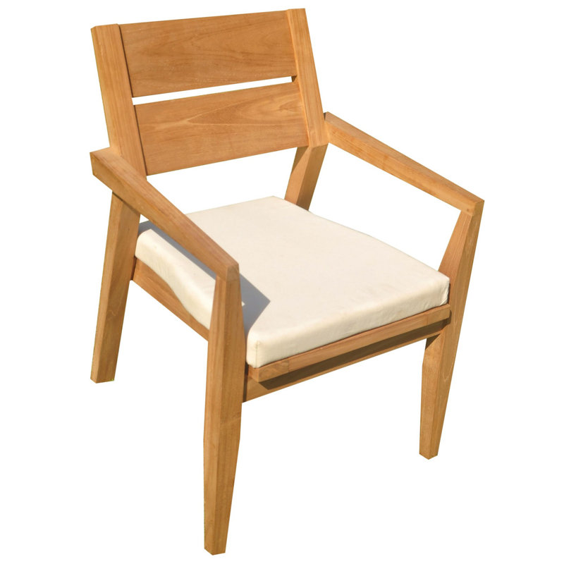 9 Pcs Grade-A Teak Wood Dining Set: Warwick Console Folding Rectangle Table And Vellore Stacking Arm Chairs #11VL1508, 6