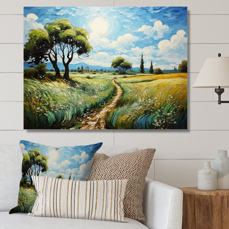 Landscape Vangogh Dandelions, reproduction d'art sur toile, 16" H x 32" W, Toile tendue