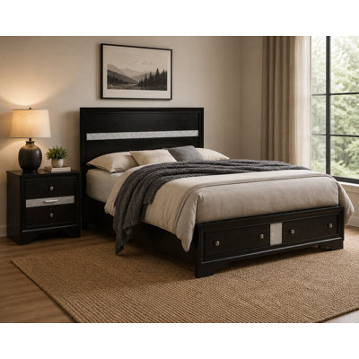 Torring Black 2pc Bedroom Set With Full Storage Bed