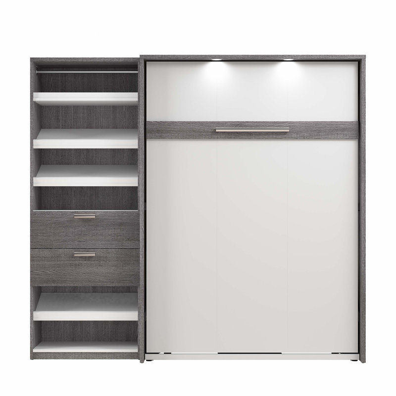 Lit escamotable avec rangement pour garde-robe Osterman, Grand, Écorce gris
