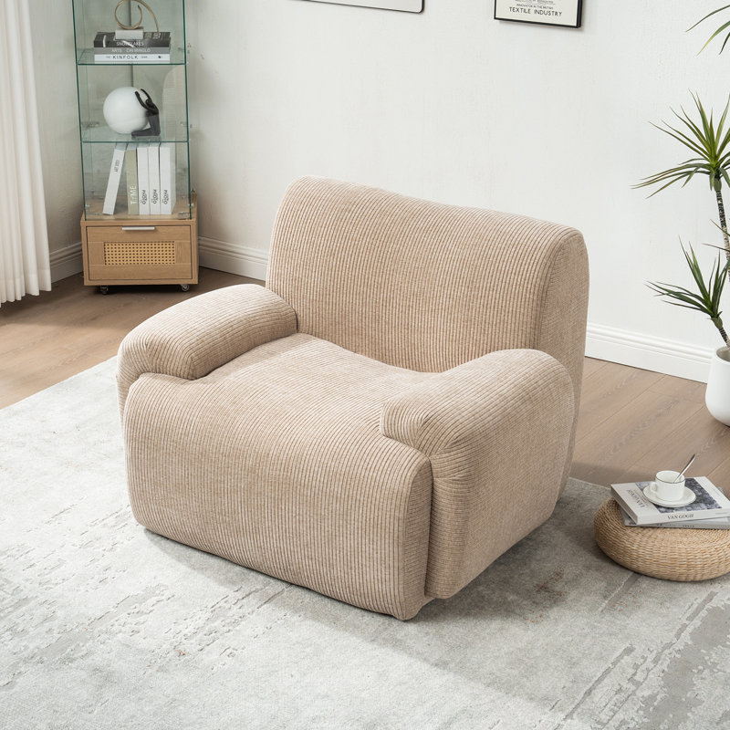 Fauteuil en chenille rembourré avec sièges profonds, Taupe