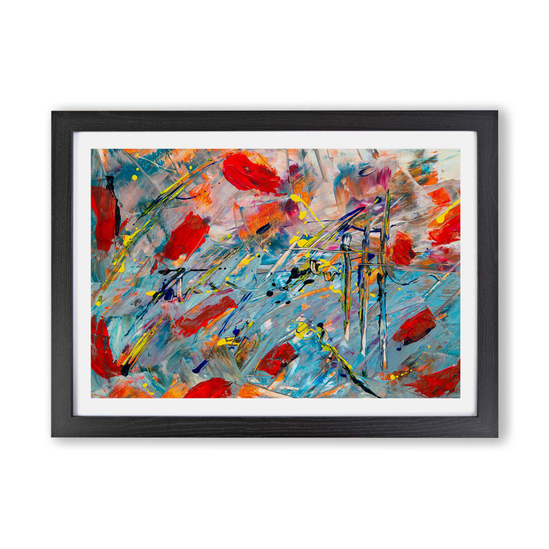 Abstract Vol.410 by S.Johnson - Single Picture Frame Painting, 62cm H x 87cm W x 2cm D, Black