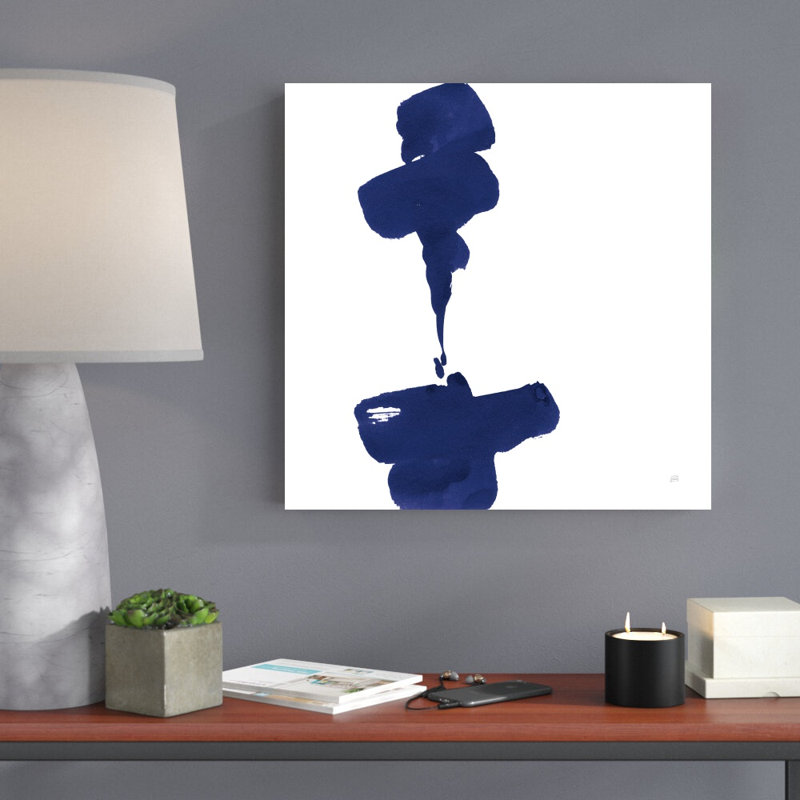 «Swash III Indigo» par Chris Paschke - peinture sur toile tendue, H 20 po x l 20 po