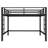 Queen Size Metal Loft Bed with Ladder & Guardrails, Black, Space-Saving & Durable-193405431