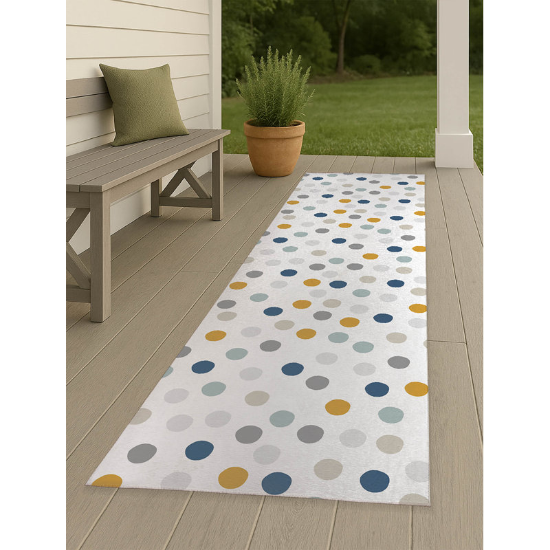Always Polka Non-Slip Outdoor Rug, Runner 2'6'' x 8'