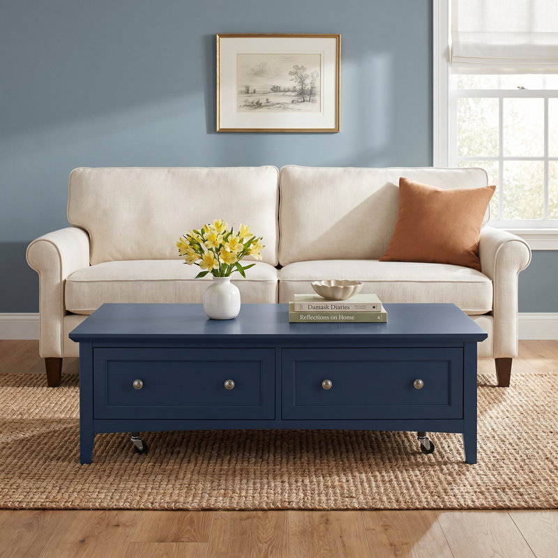Renee Grace Rectangle Coffee Table, Blue