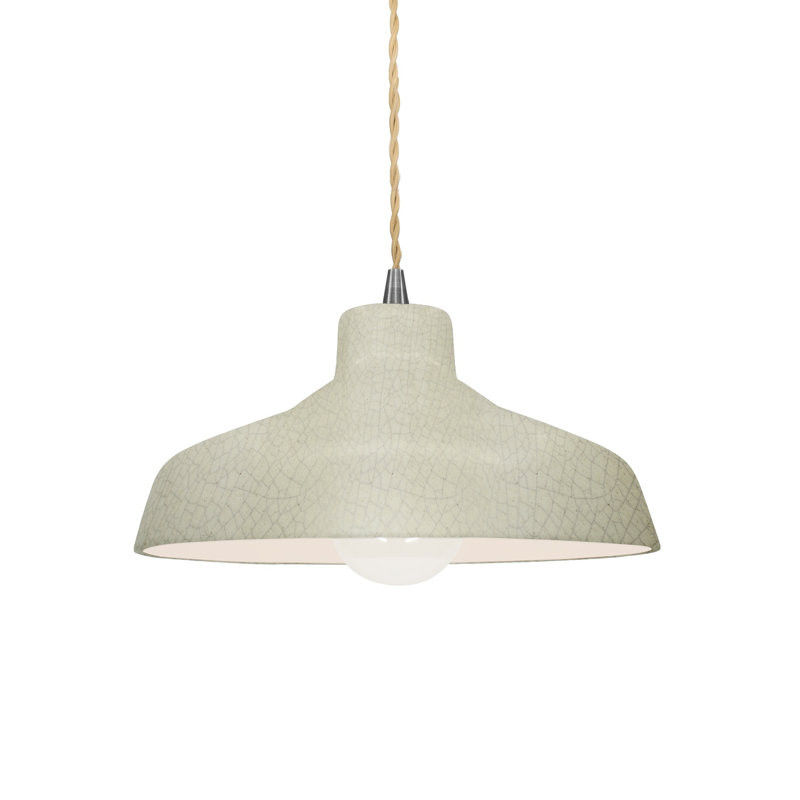 Gela 1 - Light Dome Pendant, Brushed Nickel, 5.75" H x 11.5" W x 11.5" D, Celadon Green Crackle