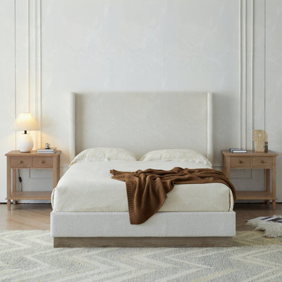 Upholstered Wood Base Platform Bed